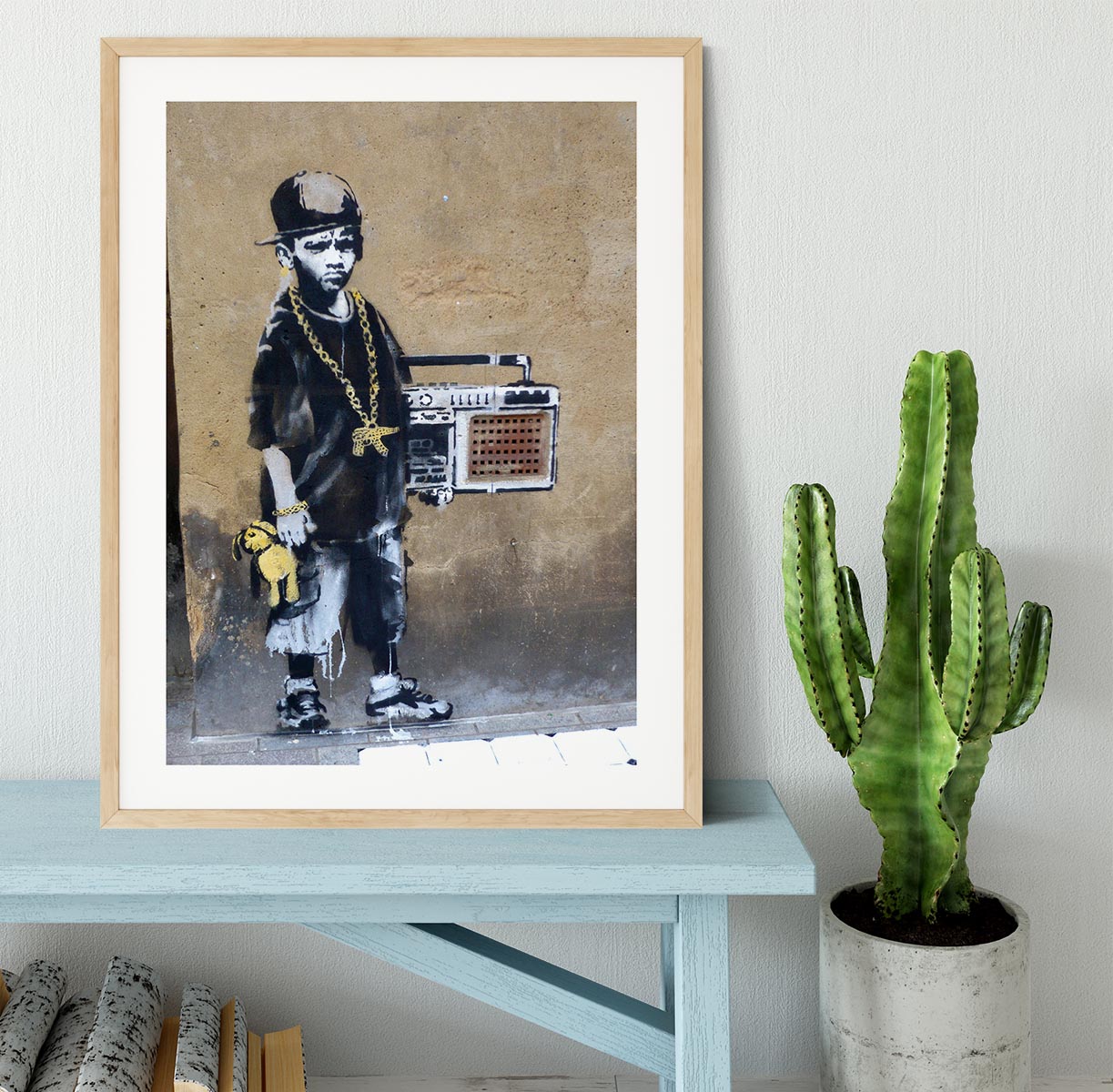 Banksy Gangster Boy with Ghetto Blaster Framed Print