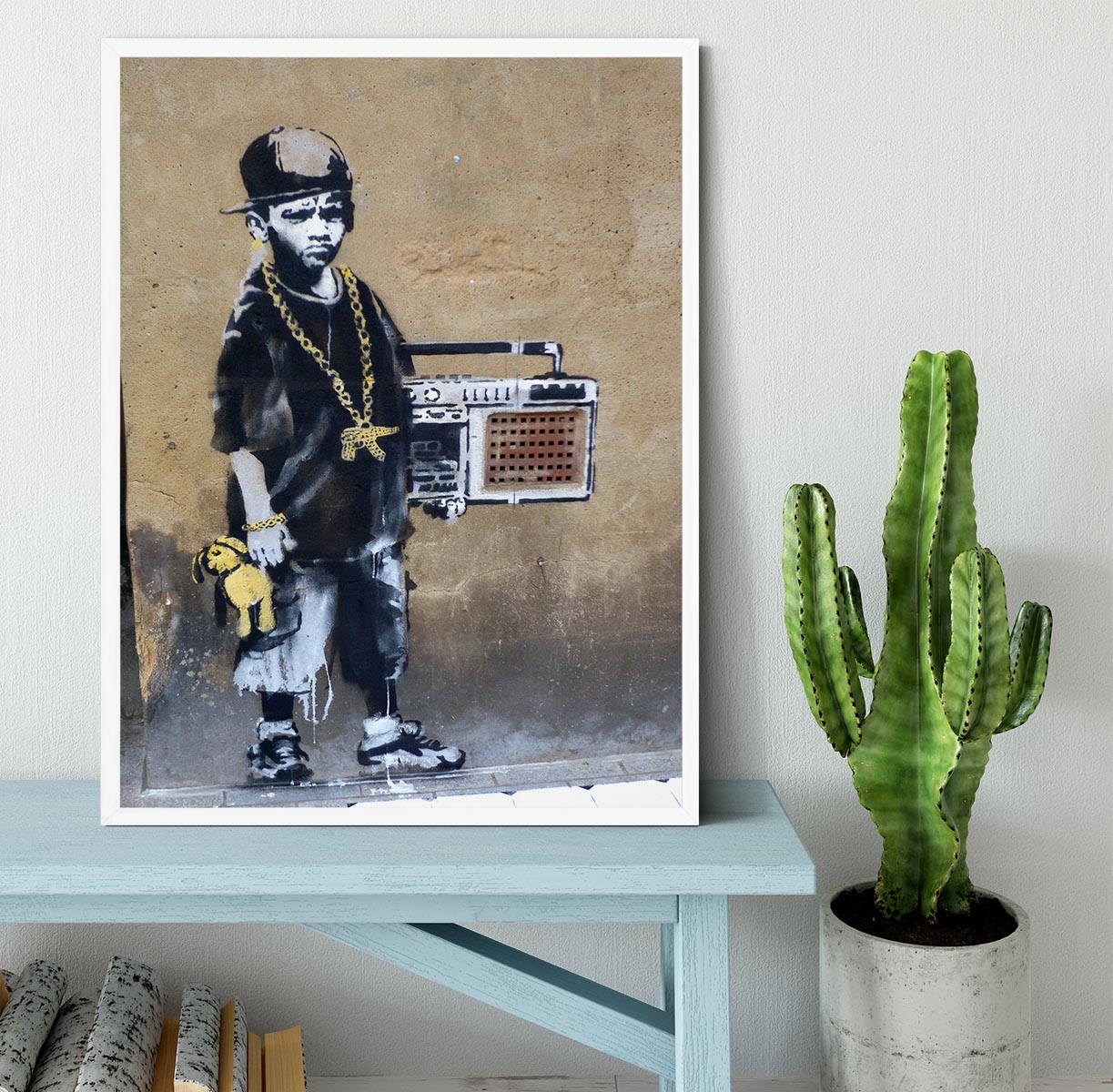 Banksy Gangster Boy with Ghetto Blaster Framed Print