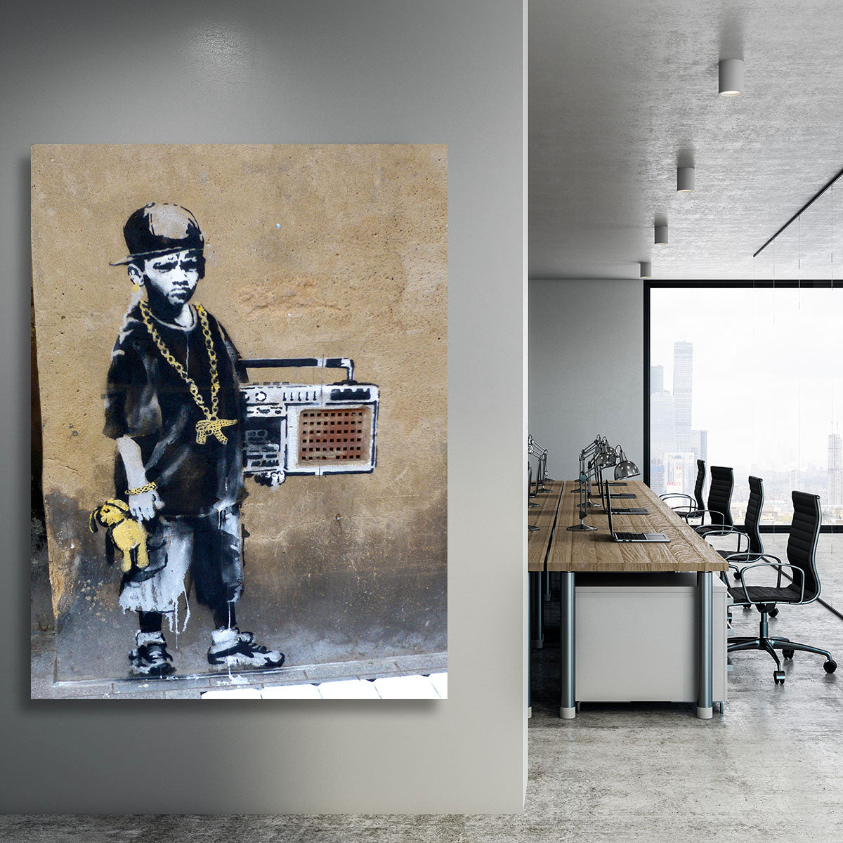 Banksy Gangster Boy with Ghetto Blaster Canvas Print or Poster - Canvas Art Rocks - 3