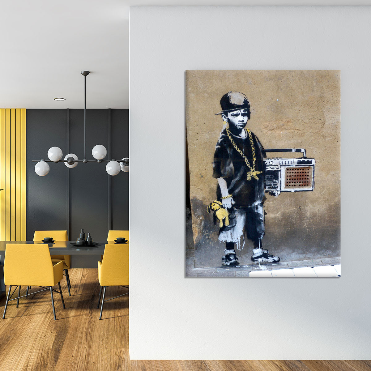 Banksy Gangster Boy with Ghetto Blaster Canvas Print or Poster - Canvas Art Rocks - 4