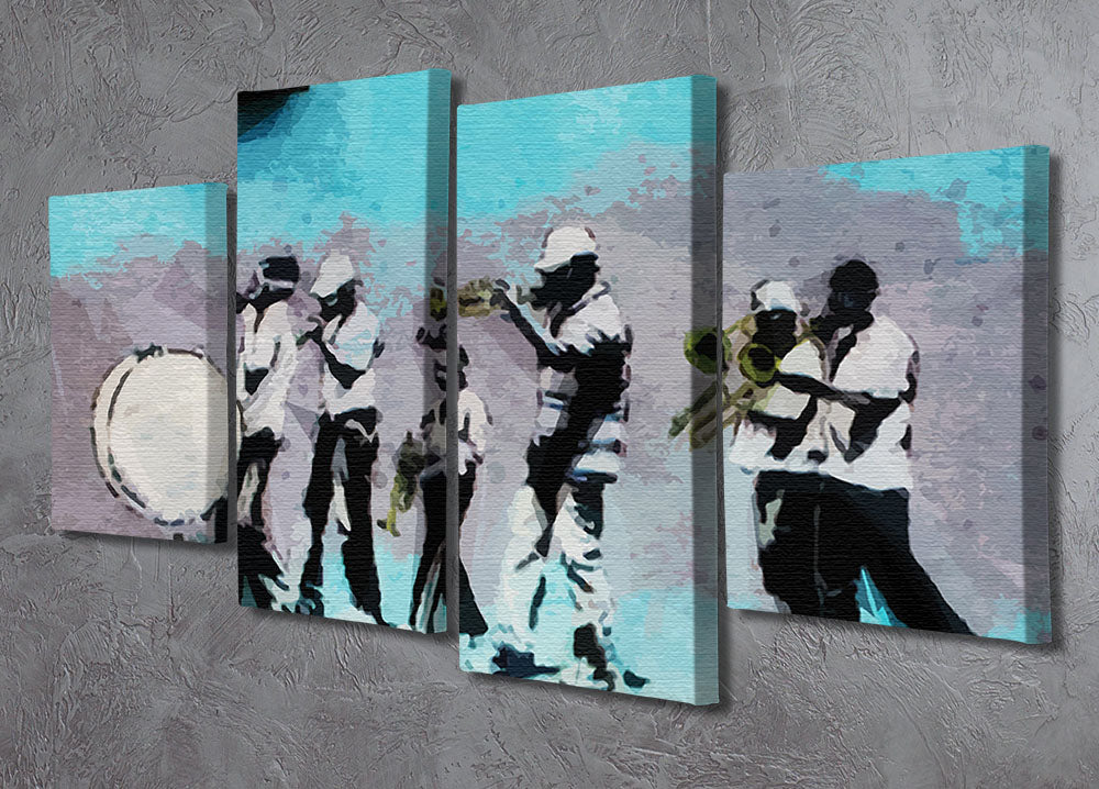 Banksy Gas Mask Marching Band 4 Split Panel Canvas - Canvas Art Rocks - 2