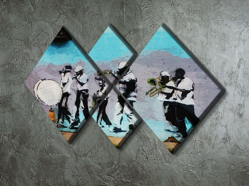 Banksy Gas Mask Marching Band 4 Square Multi Panel Canvas - Canvas Art Rocks - 2
