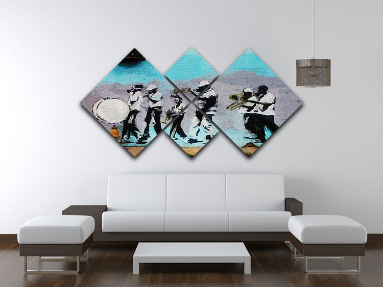 Banksy Gas Mask Marching Band 4 Square Multi Panel Canvas - Canvas Art Rocks - 3