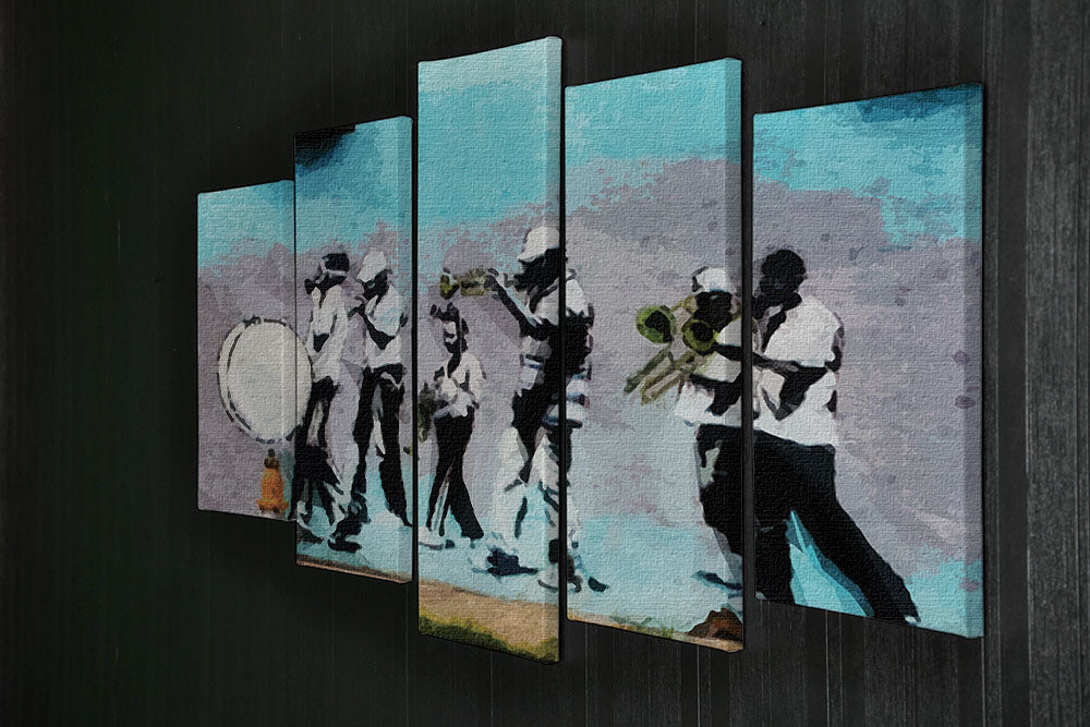 Banksy Gas Mask Marching Band 5 Split Panel Canvas - Canvas Art Rocks - 2