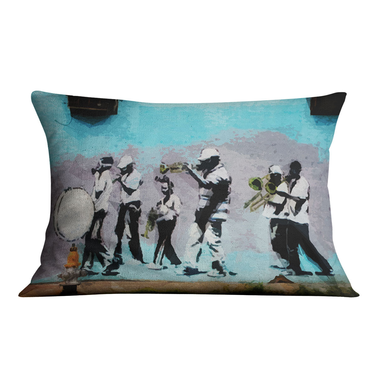 Banksy Gas Mask Marching Band Cushion - Canvas Art Rocks - 4