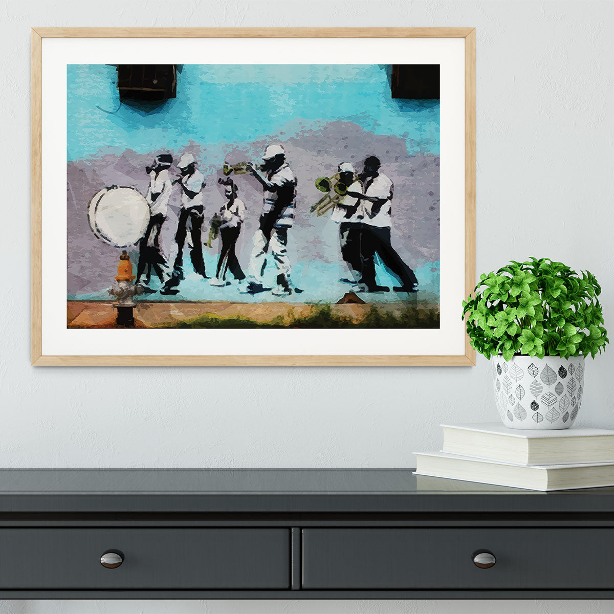 Banksy Gas Mask Marching Band Framed Print - Canvas Art Rocks - 3