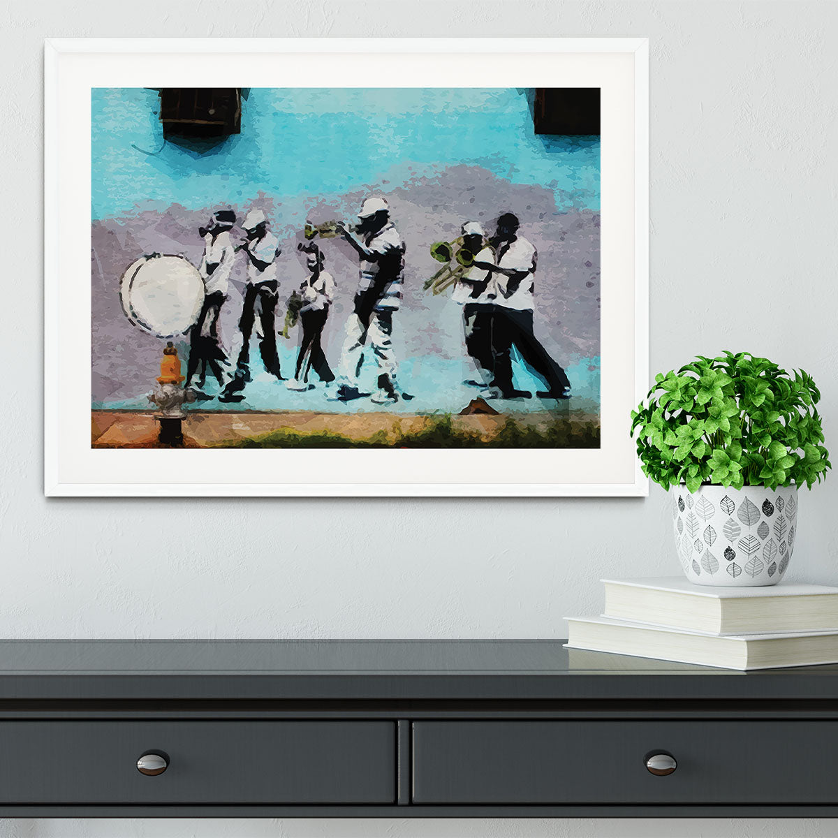 Banksy Gas Mask Marching Band Framed Print - Canvas Art Rocks - 5