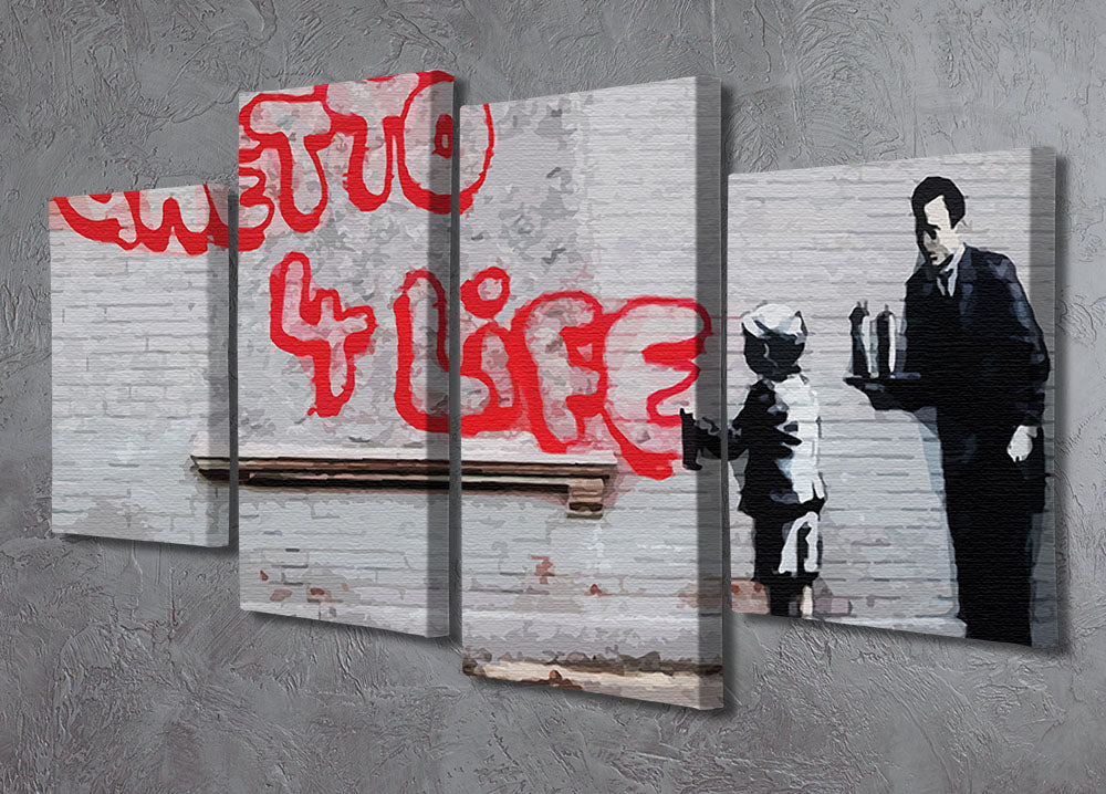 Banksy Ghetto For Life 4 Split Panel Canvas - Canvas Art Rocks - 2