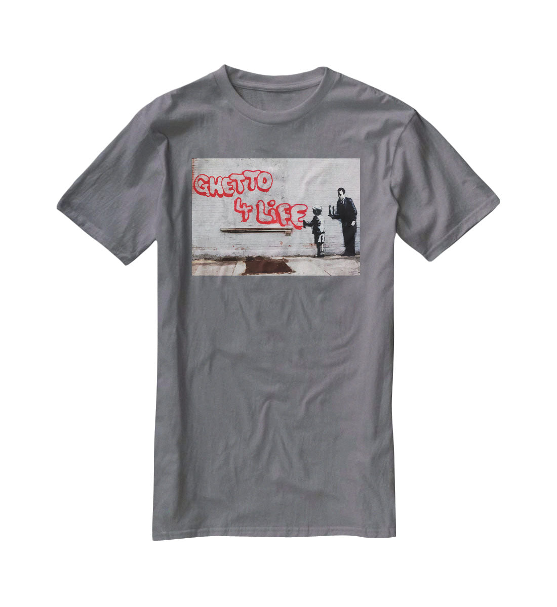 Banksy Ghetto For Life T-Shirt - Canvas Art Rocks - 3