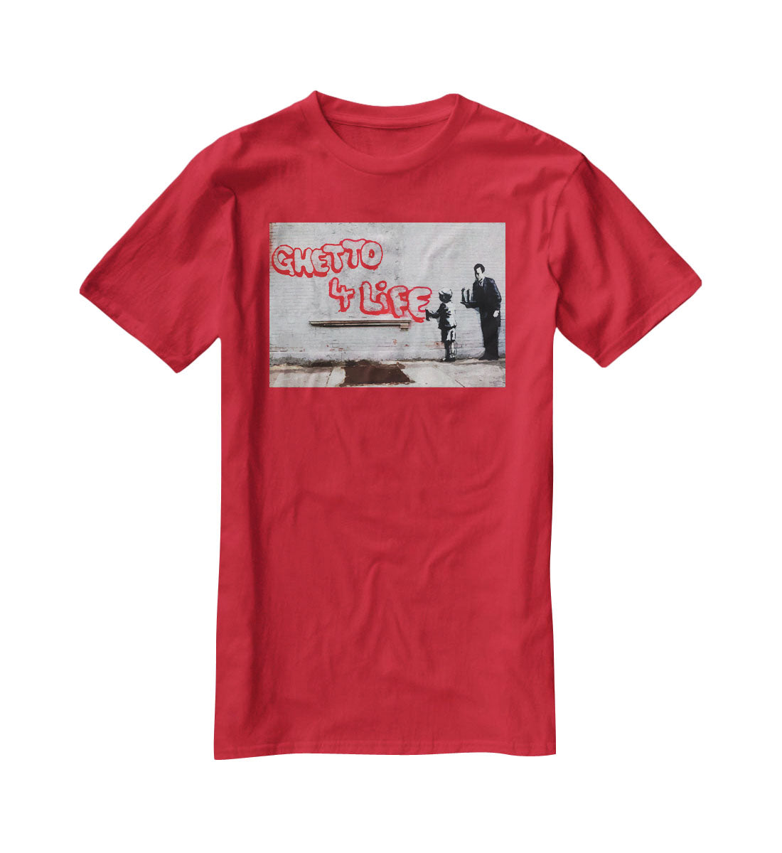 Banksy Ghetto For Life T-Shirt - Canvas Art Rocks - 4
