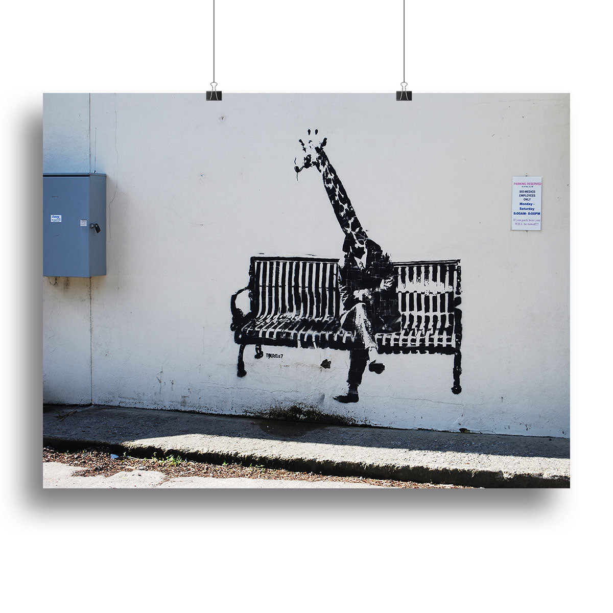 Banksy Giraffe on a Bench Canvas Print or Poster - Canvas Art Rocks - 2