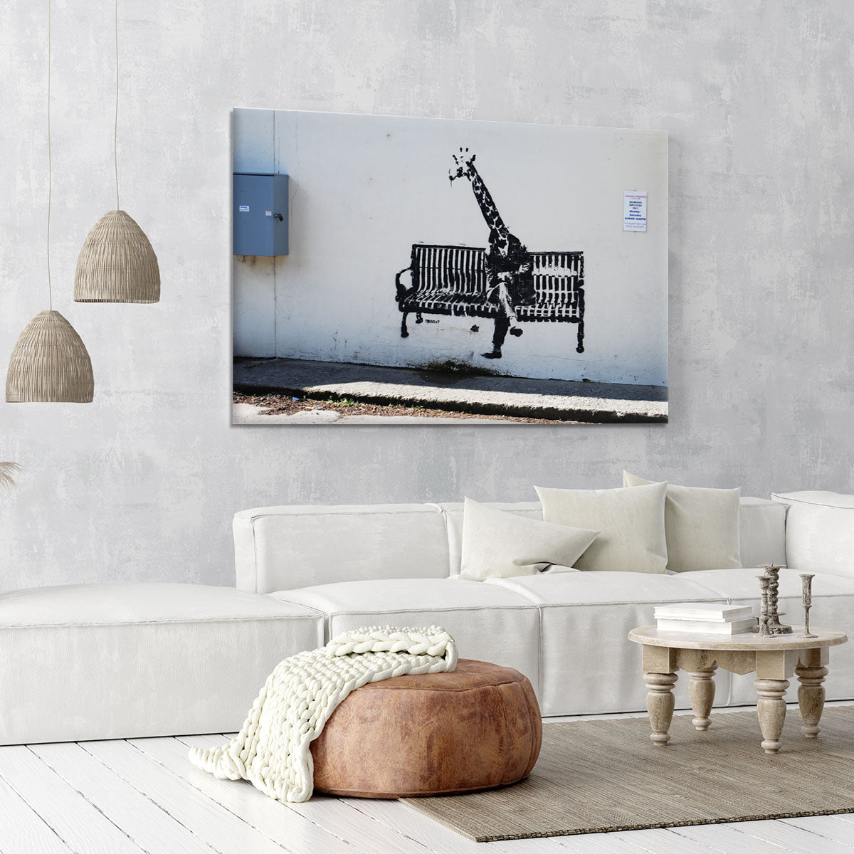 Banksy Giraffe on a Bench Canvas Print or Poster - Canvas Art Rocks - 6