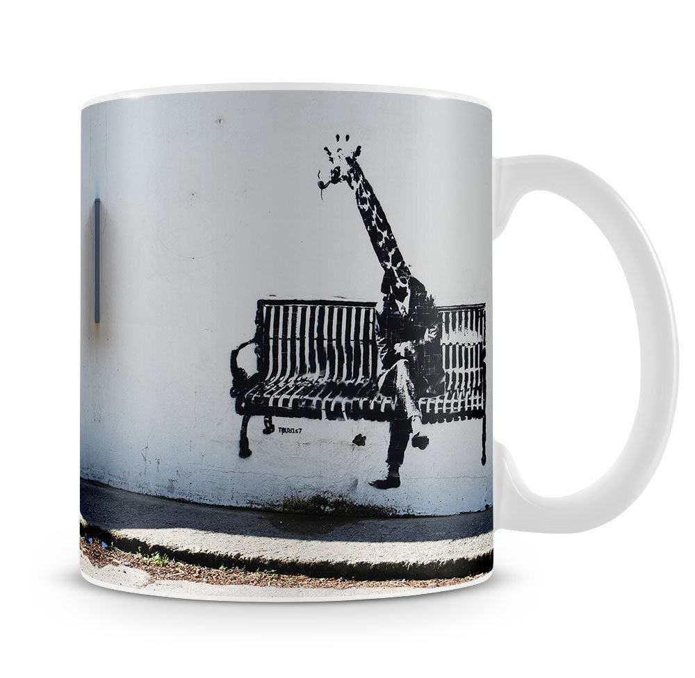 Banksy Giraffe on a Bench Mug - Canvas Art Rocks