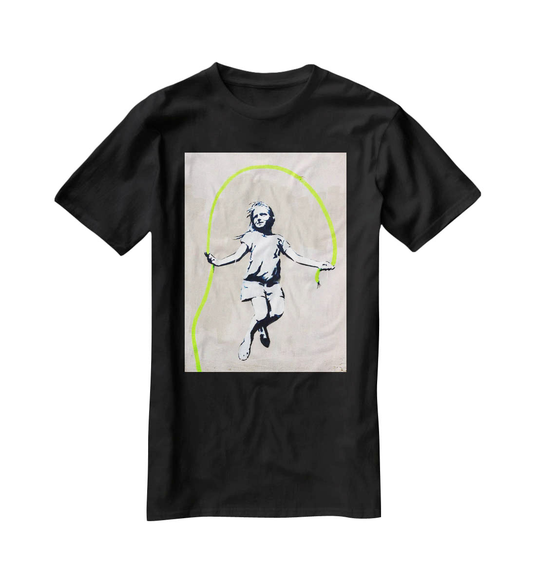 Banksy Girl With Skipping Rope T-Shirt - Canvas Art Rocks - 1