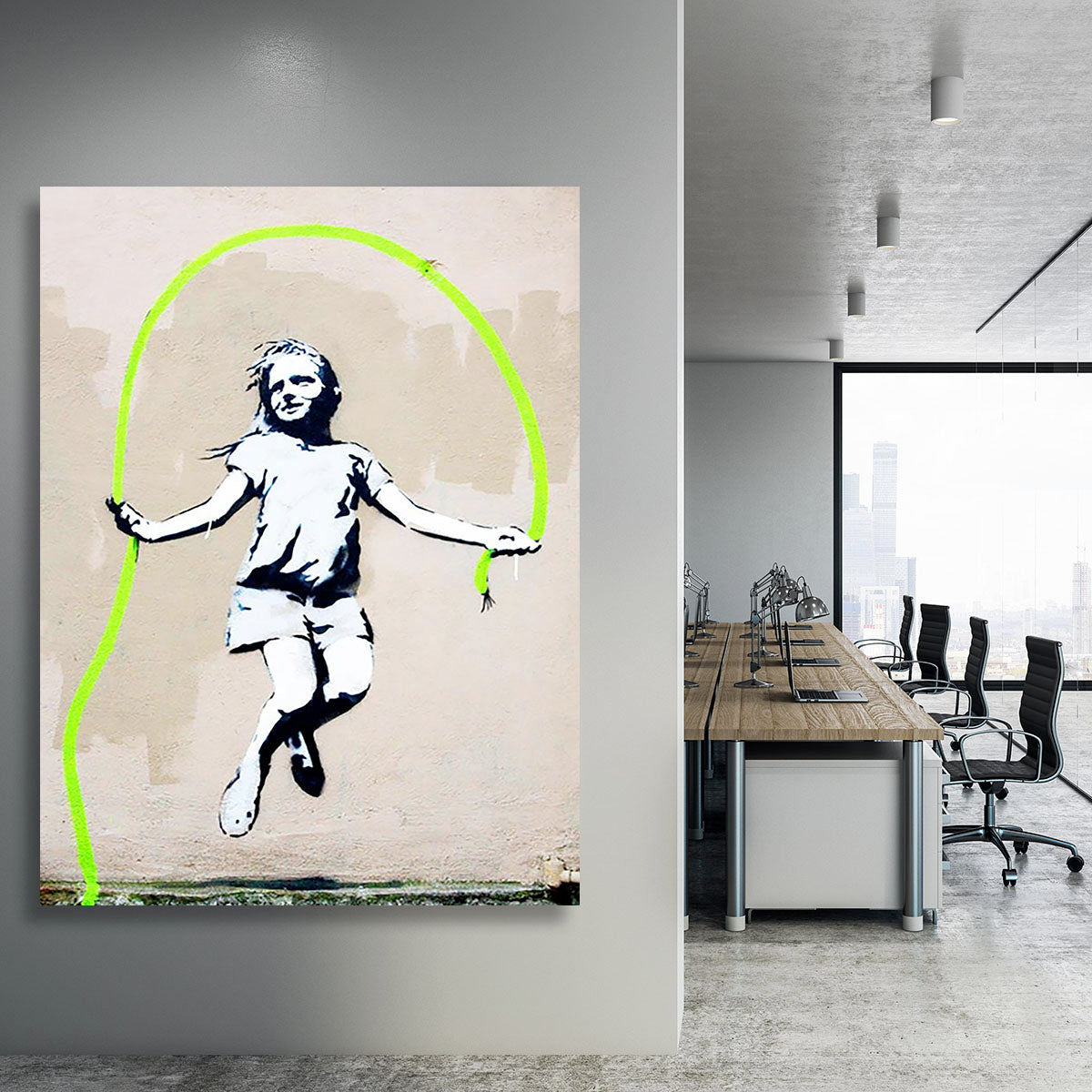 Banksy Girl With Skipping Rope Canvas Print or Poster - Canvas Art Rocks - 3
