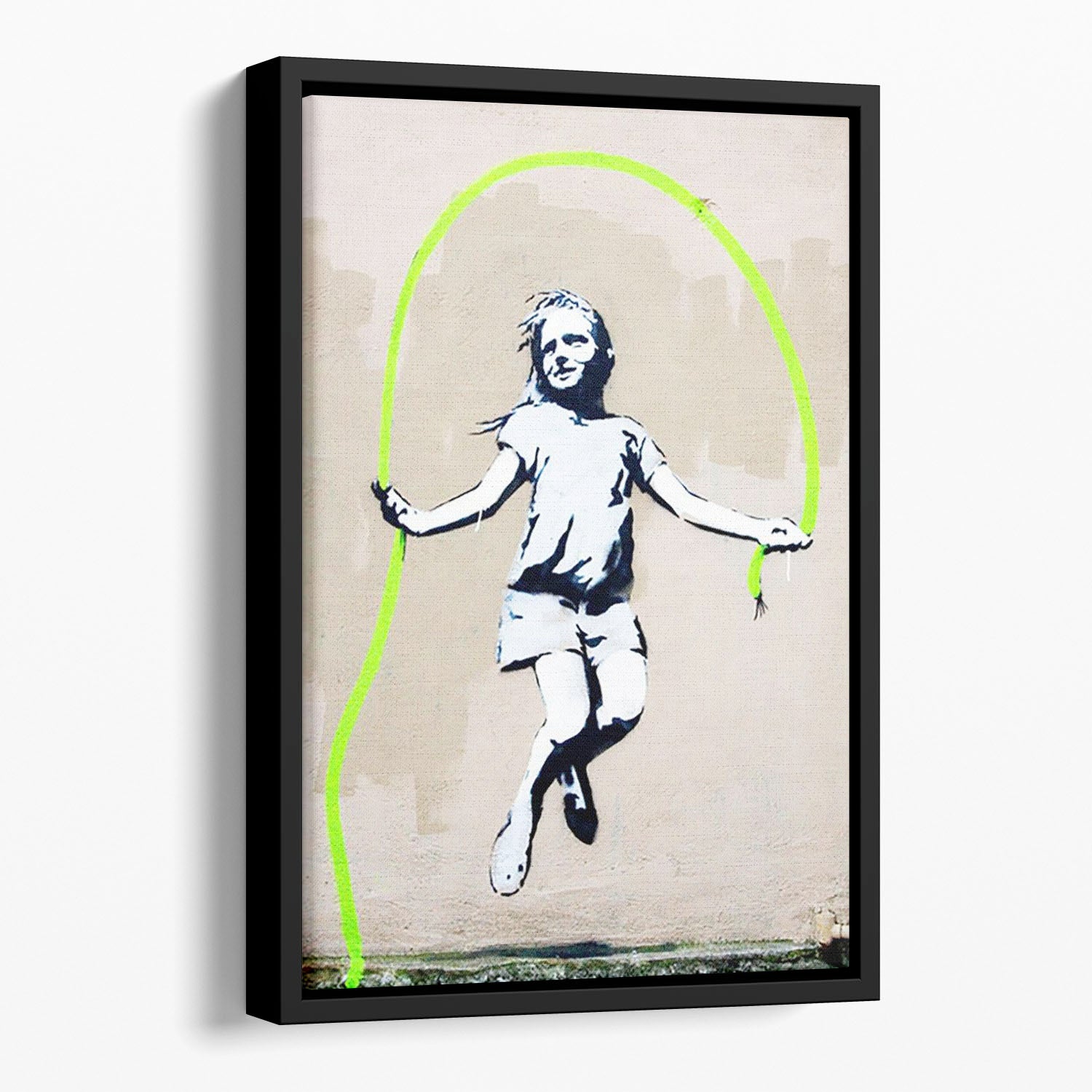Banksy Girl With Skipping Rope Floating Framed Canvas