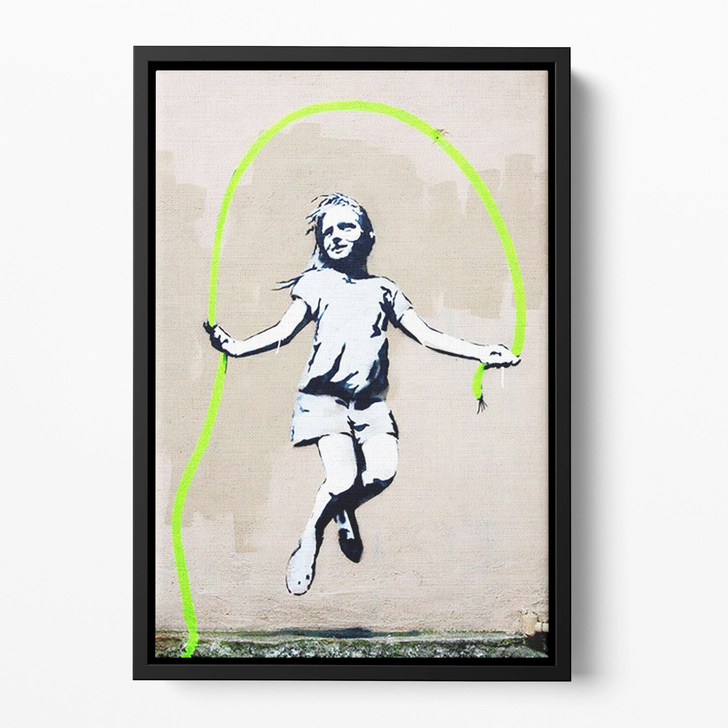 Banksy Girl With Skipping Rope Floating Framed Canvas