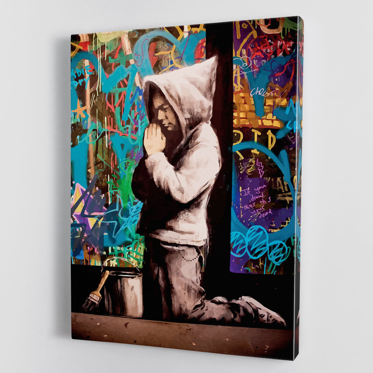 Banksy Graffiti Pray Canvas Print or Poster - Canvas Art Rocks - 1