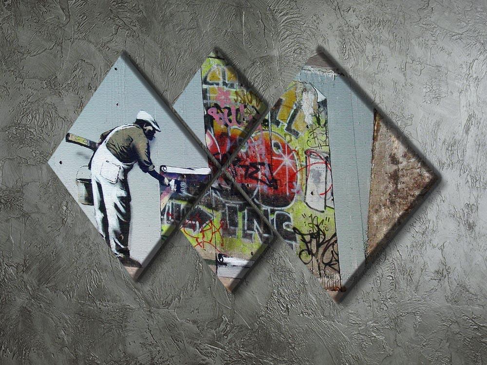 Banksy Graffiti Wallpaper 4 Square Multi Panel Canvas - Canvas Art Rocks - 2