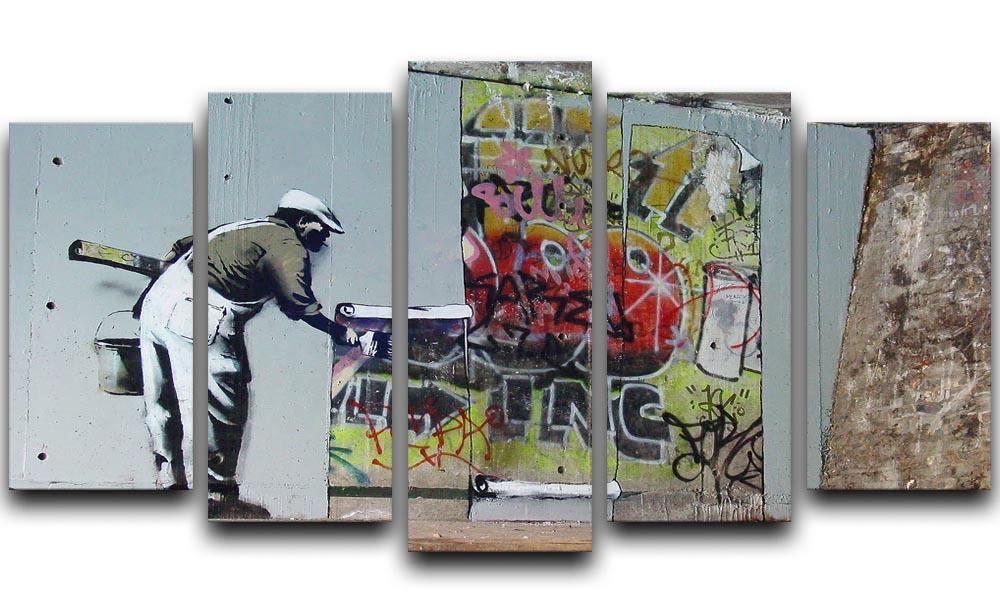 Banksy Graffiti Wallpaper 5 Split Panel Canvas  - Canvas Art Rocks - 1