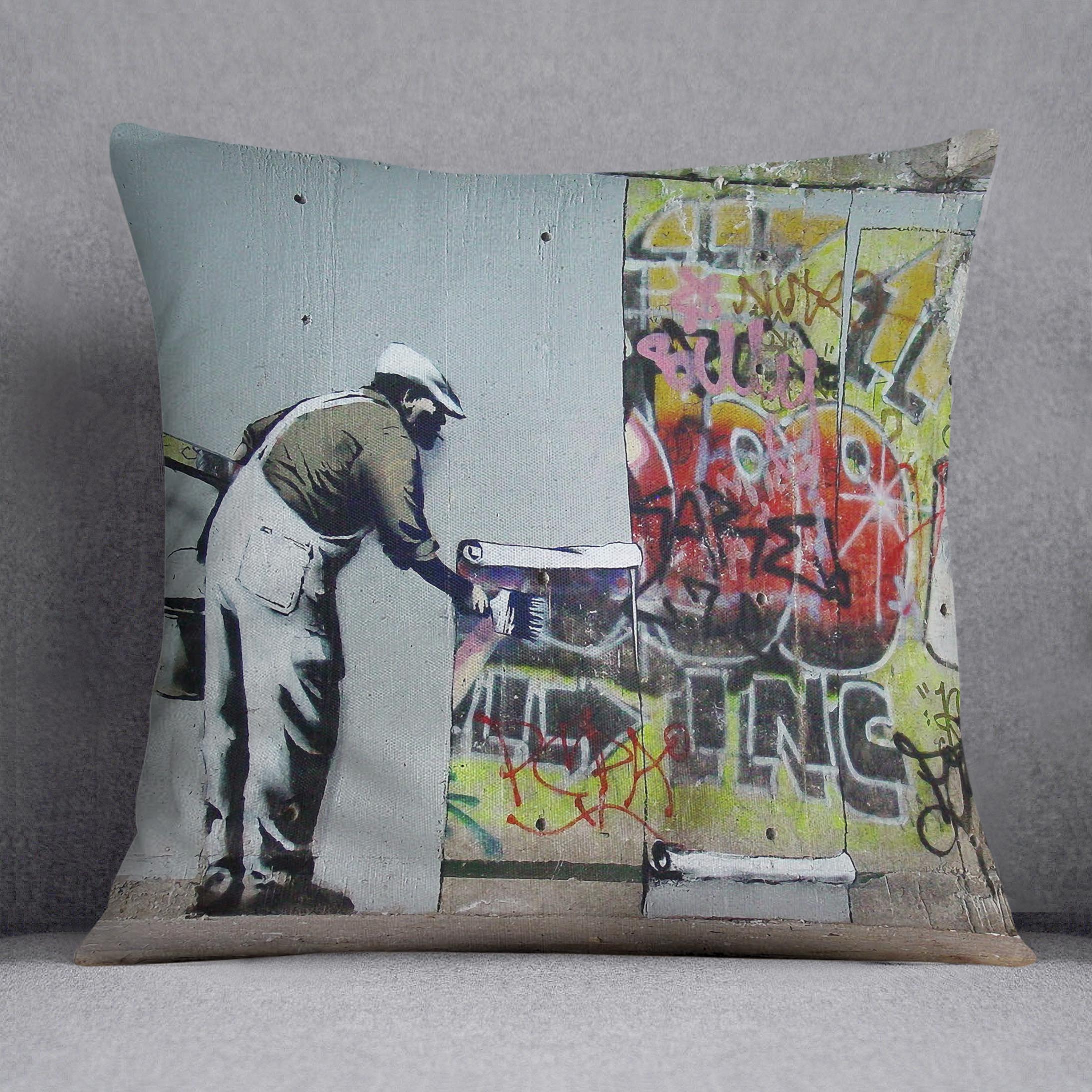 Banksy Graffiti Wallpaper Cushion