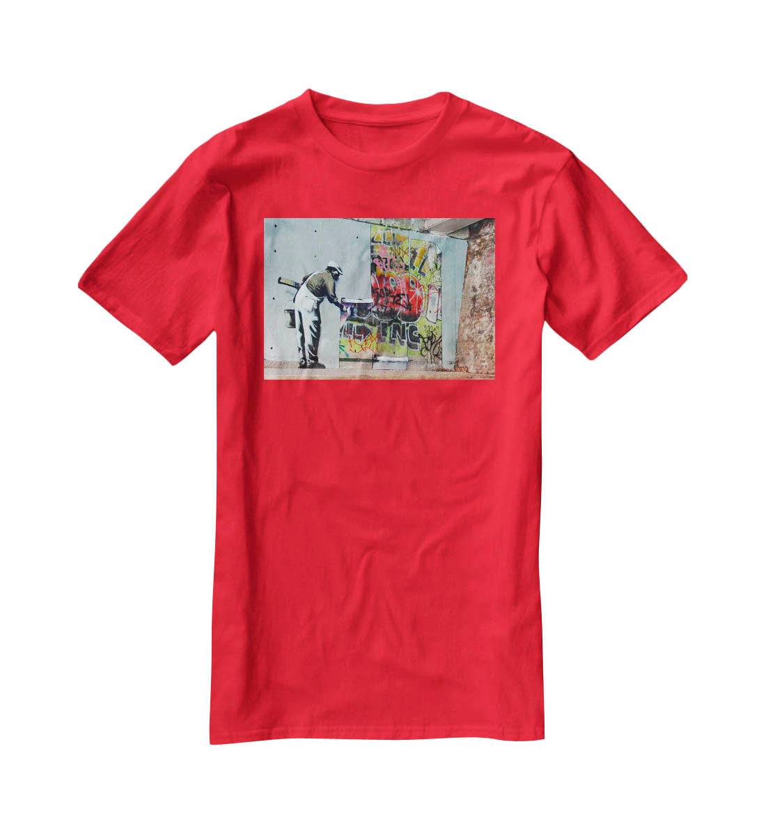 Banksy Graffiti Wallpaper T-Shirt - Canvas Art Rocks - 4