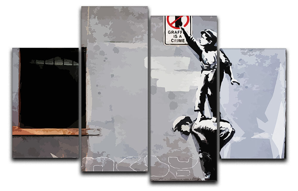 Banksy Graffiti is a Crime New York 4 Split Panel Canvas - Canvas Art Rocks - 1