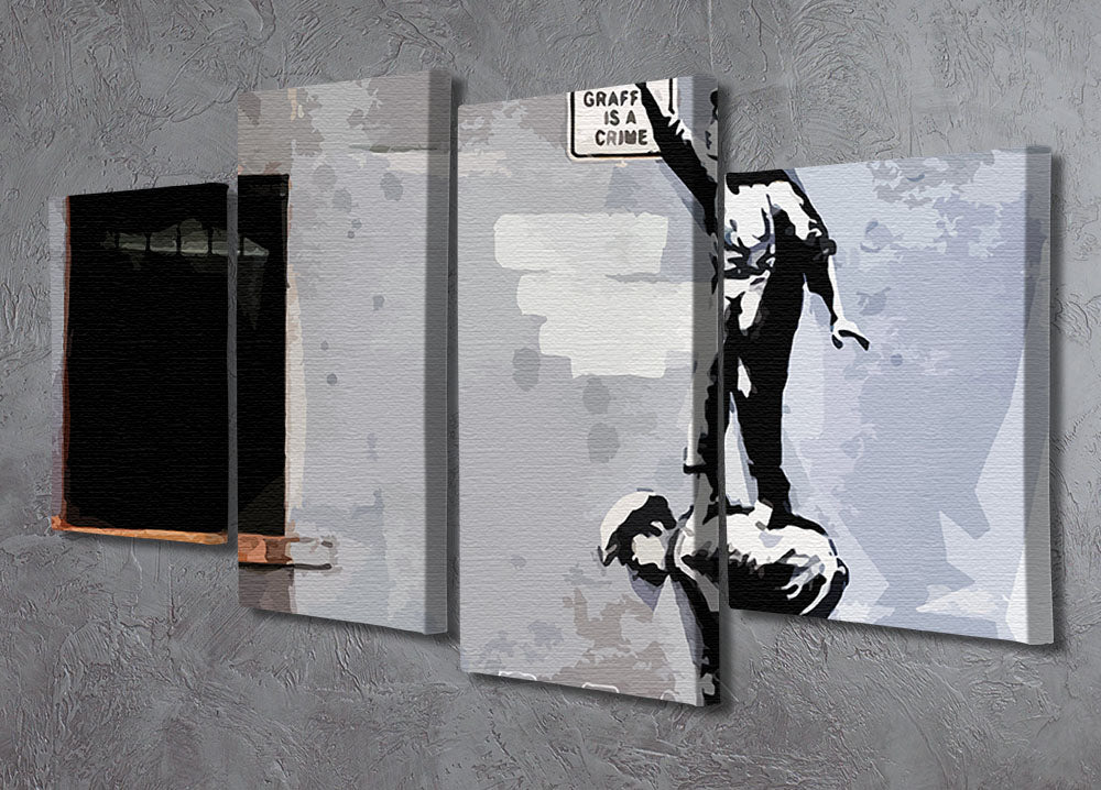 Banksy Graffiti is a Crime New York 4 Split Panel Canvas - Canvas Art Rocks - 2