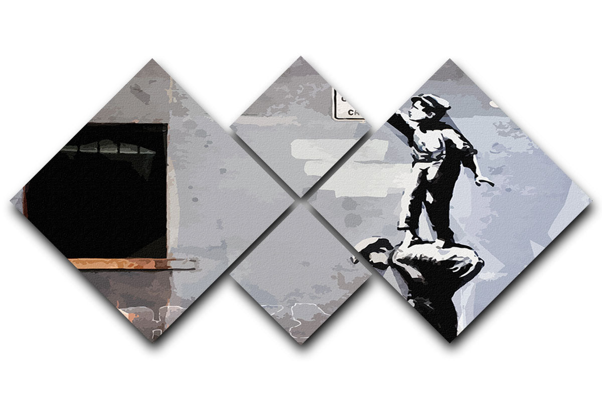 Banksy Graffiti is a Crime New York 4 Square Multi Panel Canvas - Canvas Art Rocks - 1