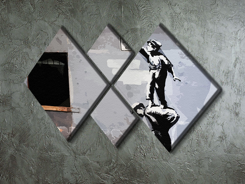 Banksy Graffiti is a Crime New York 4 Square Multi Panel Canvas - Canvas Art Rocks - 2