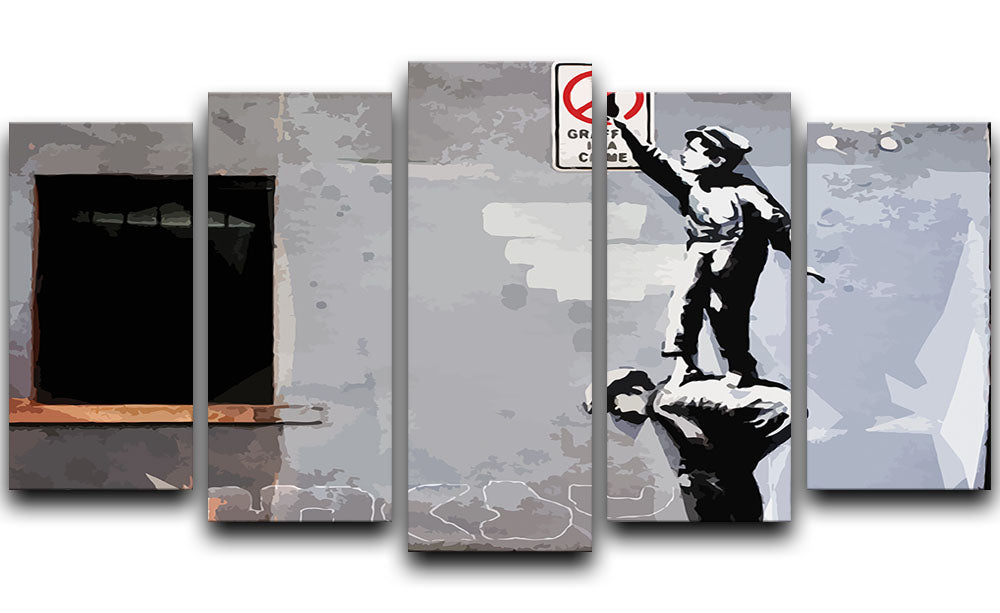 Banksy Graffiti is a Crime New York 5 Split Panel Canvas - Canvas Art Rocks - 1