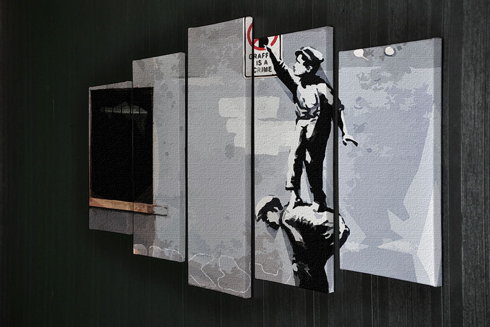 Banksy Graffiti is a Crime New York 5 Split Panel Canvas - Canvas Art Rocks - 2