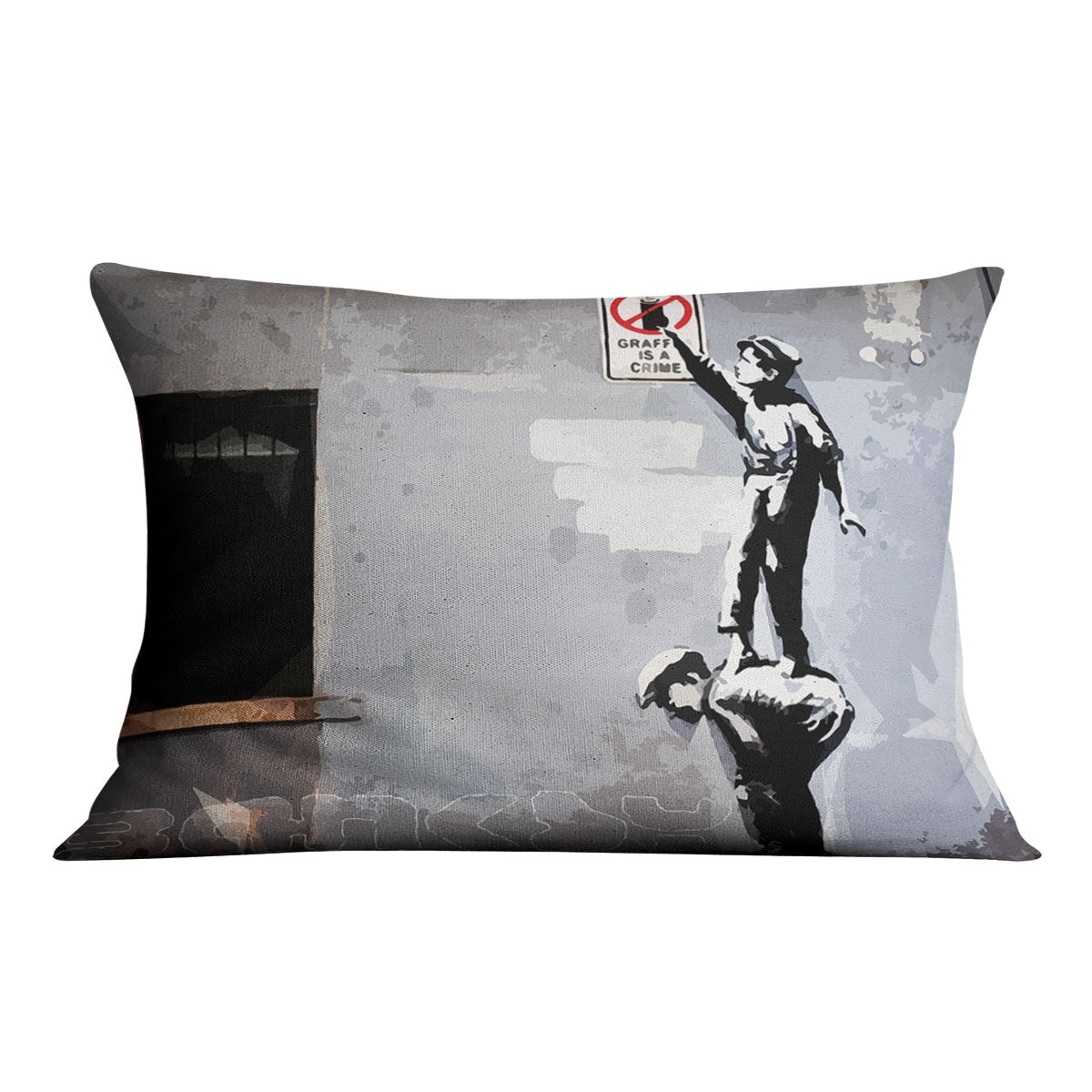 Banksy Graffiti is a Crime New York Cushion - Canvas Art Rocks - 4