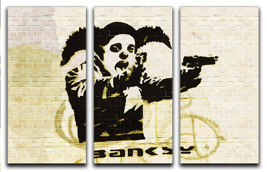 Banksy Gun Toting Clown Bristol 3 Split Panel Canvas Print - Canvas Art Rocks - 1