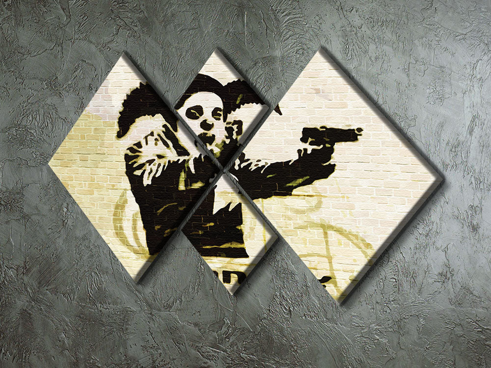 Banksy Gun Toting Clown Bristol 4 Square Multi Panel Canvas - Canvas Art Rocks - 2