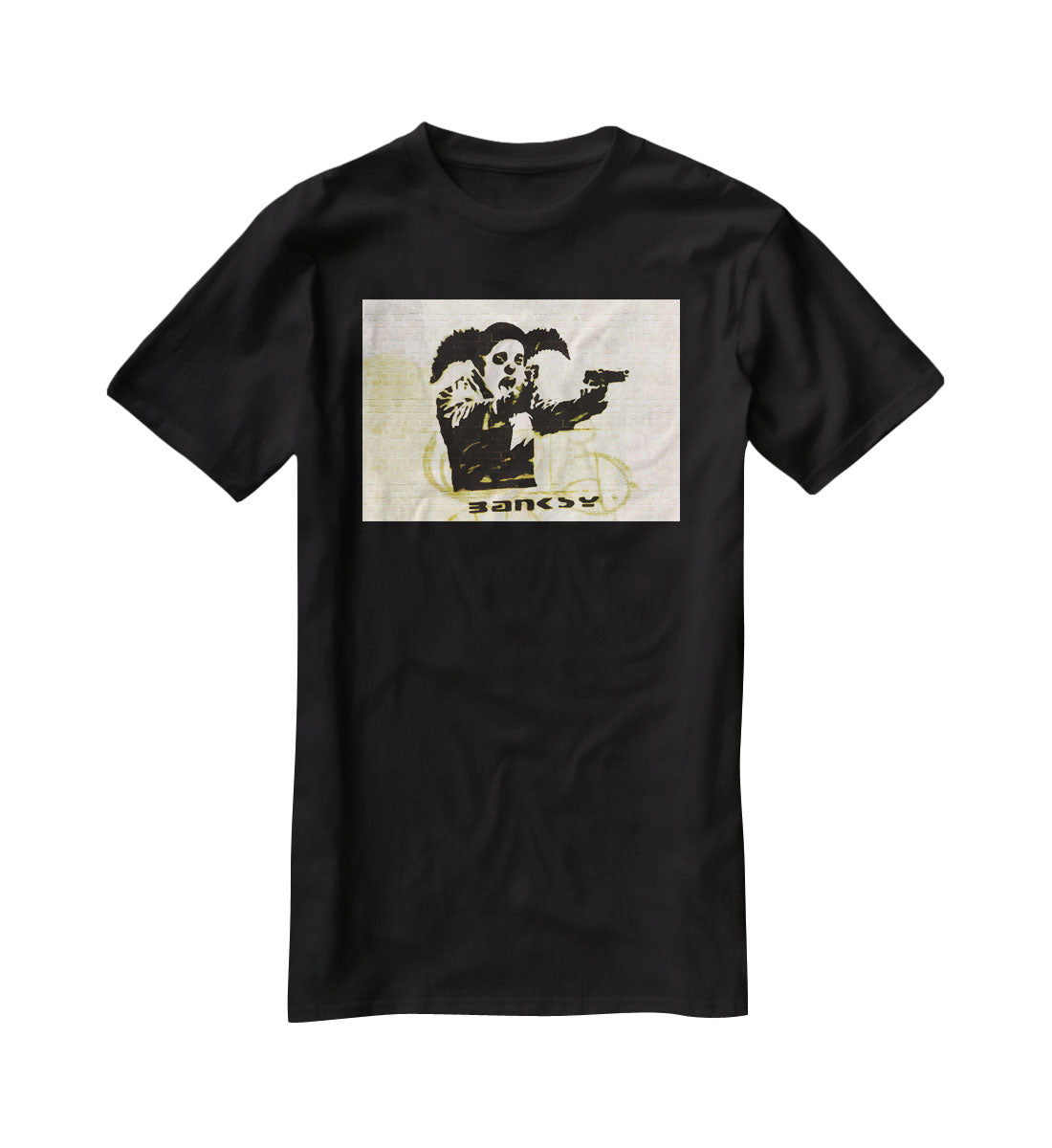 Banksy Gun Toting Clown Bristol T-Shirt - Canvas Art Rocks - 1
