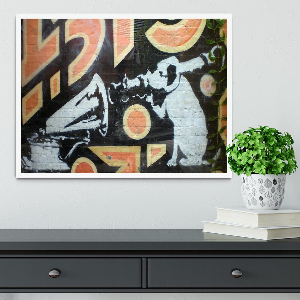 Banksy HMV Dog Framed Print - Canvas Art Rocks -6