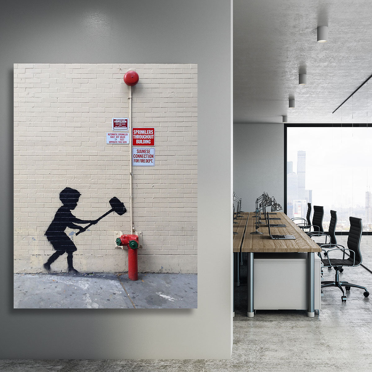 Banksy Hammer Boy Canvas Print or Poster - Canvas Art Rocks - 3