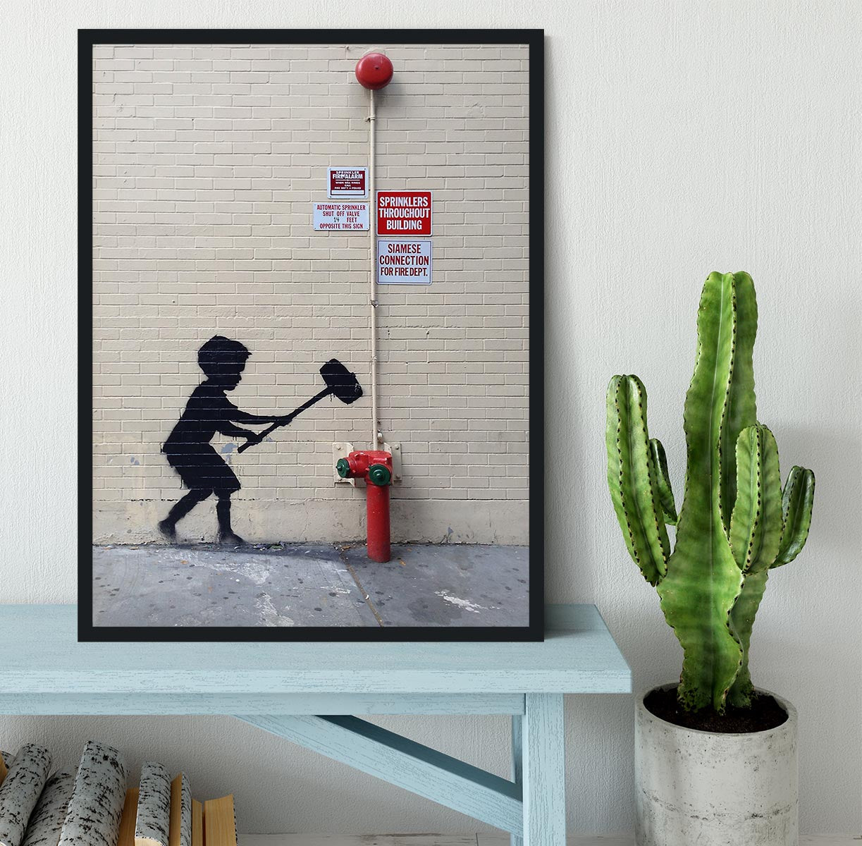 Banksy Hammer Boy Framed Print - Canvas Art Rocks - 2