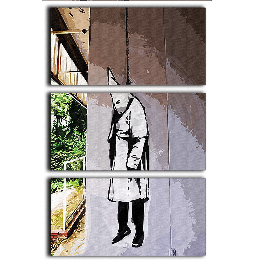 Banksy Hanging KKK 3 Split Panel Canvas Print - Canvas Art Rocks - 1