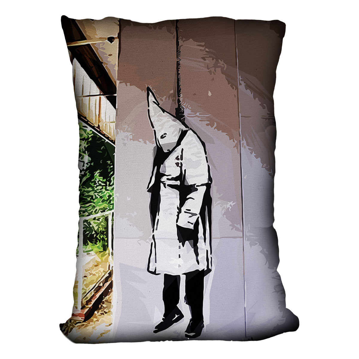 Banksy Hanging KKK Cushion - Canvas Art Rocks - 4
