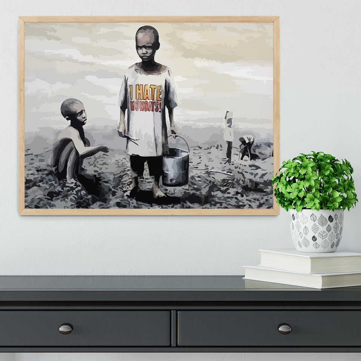 Banksy I Hate Monday Framed Print - Canvas Art Rocks - 4