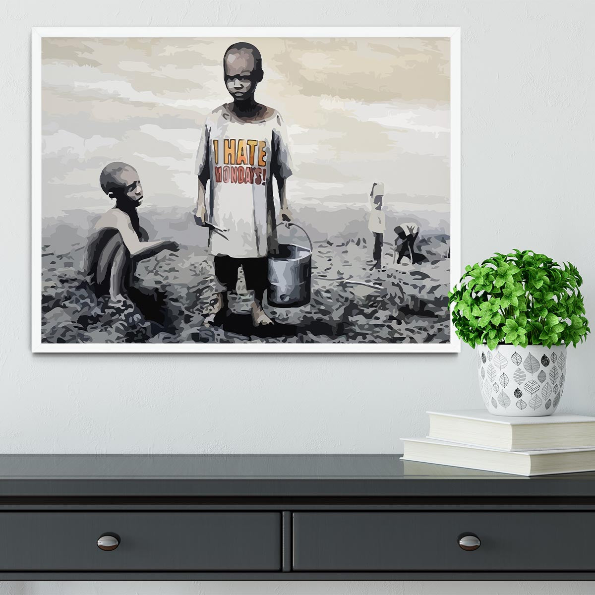 Banksy I Hate Monday Framed Print - Canvas Art Rocks -6