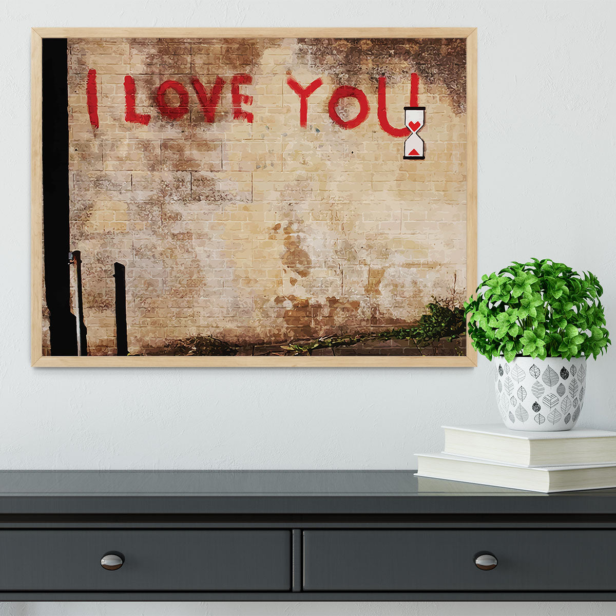 Banksy I Love You Framed Print - Canvas Art Rocks - 4