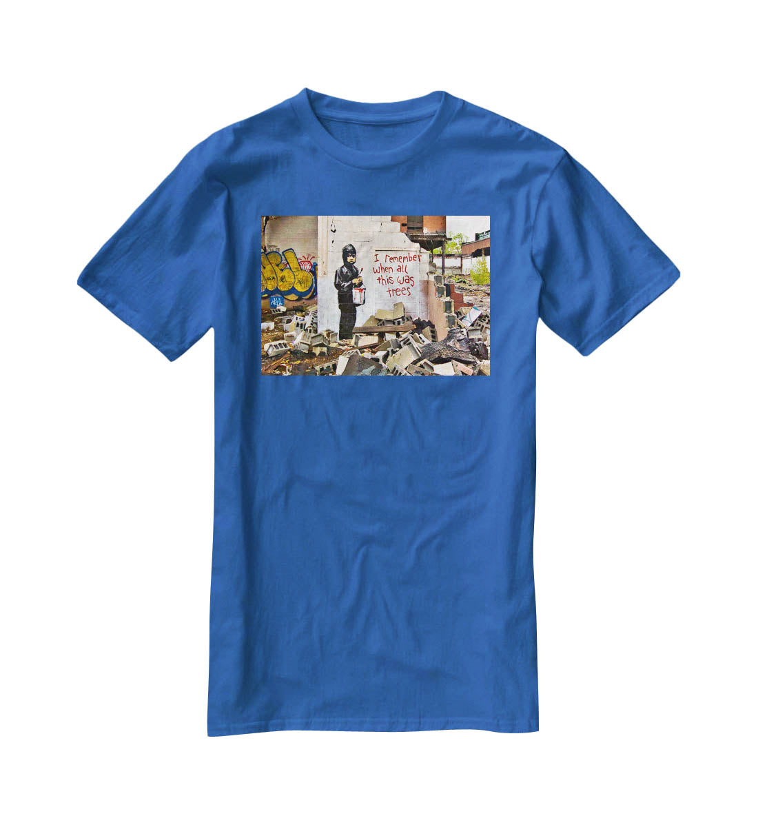 Banksy I Remember When All This Was Trees T-Shirt - Canvas Art Rocks - 2
