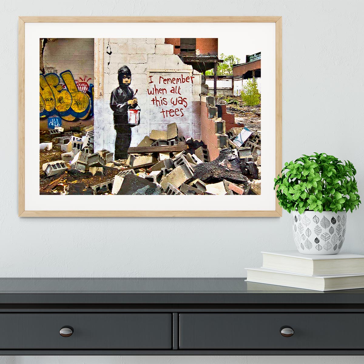 Banksy I Remember When All This Was Trees Framed Print - Canvas Art Rocks - 3