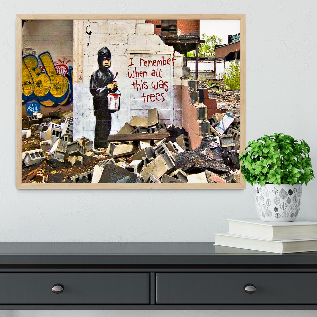 Banksy I Remember When All This Was Trees Framed Print - Canvas Art Rocks - 4
