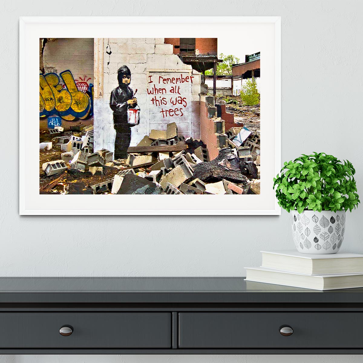 Banksy I Remember When All This Was Trees Framed Print - Canvas Art Rocks - 5