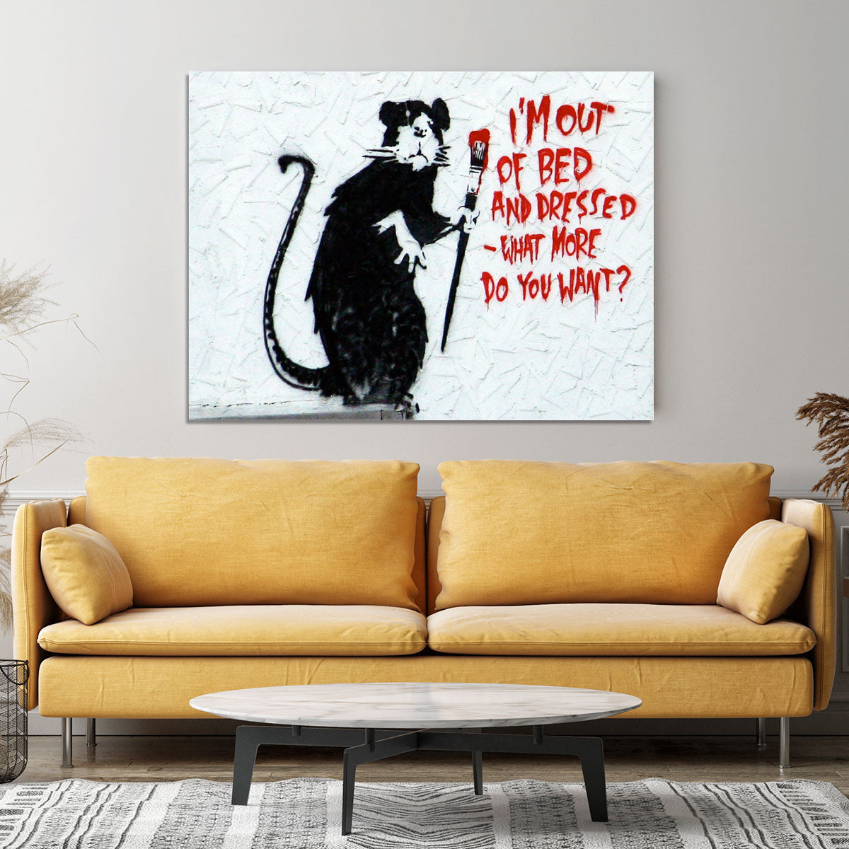 Banksy I'm Out Of Bed And Dressed Canvas Print or Poster - Canvas Art Rocks - 4