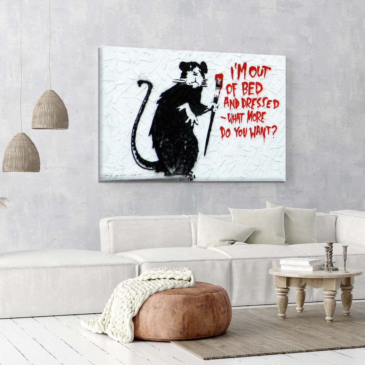 Banksy I'm Out Of Bed And Dressed Canvas Print or Poster - Canvas Art Rocks - 6